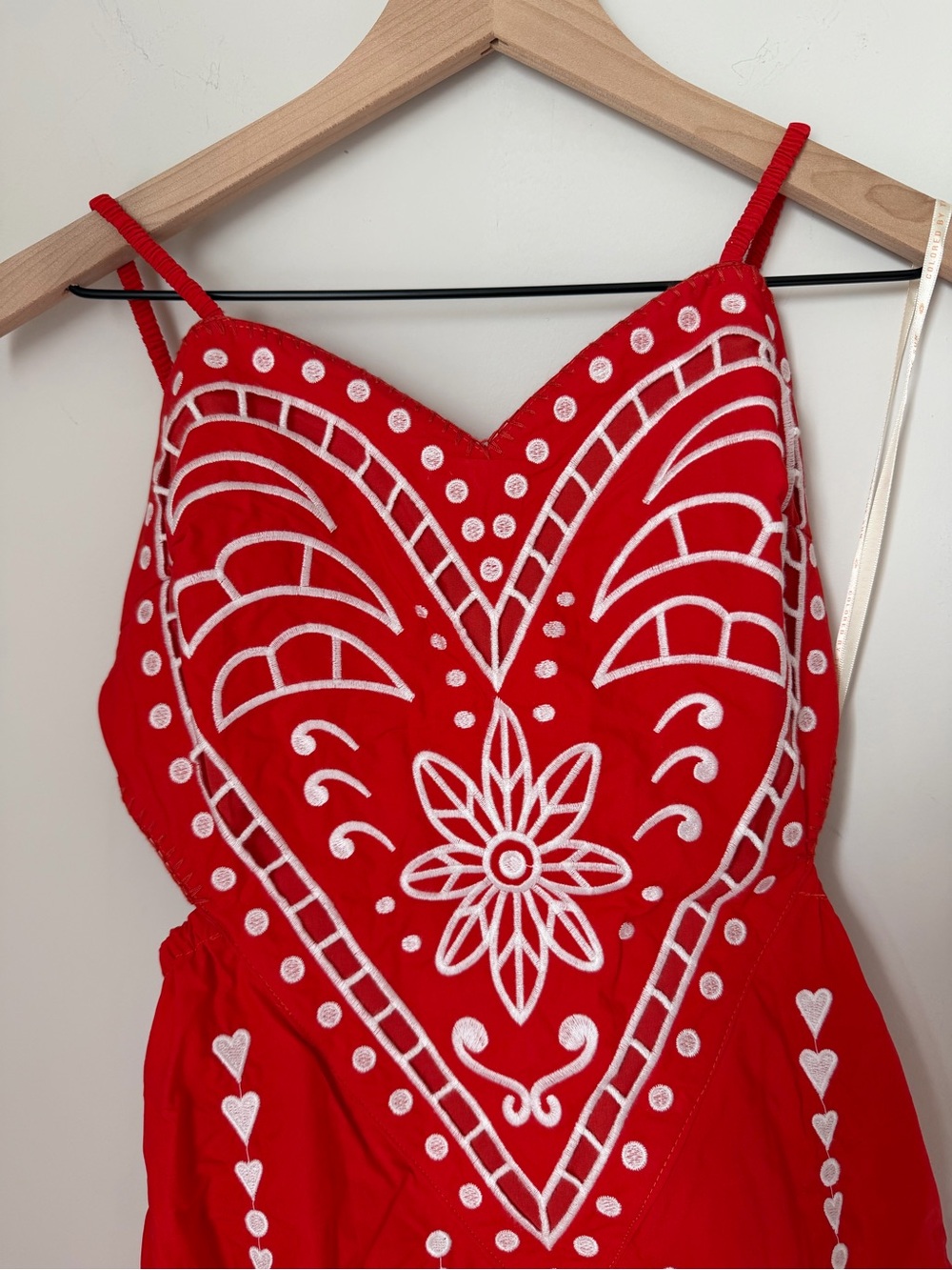 FARM Rio Red heart embroidered open back cotton midi dress - Picture 8 of 14
